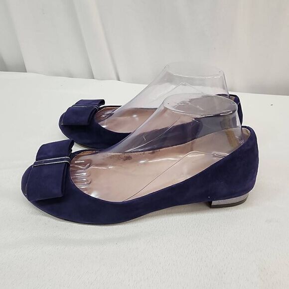 Louise et Cie Womens Size 8 M Round Toe Bow Embellished Pump Heels Blue Suede Le - Picture 6 of 11